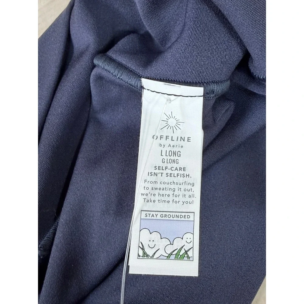 OFFLINE by Aerie Real‎ Me 7/8 Leggings Navy Blue Crossover High Rise Large Long